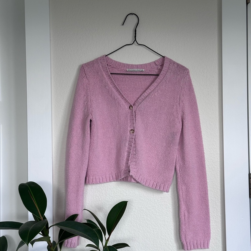 Abercrombie & Fitch Light Pink V-Neck Cardigan